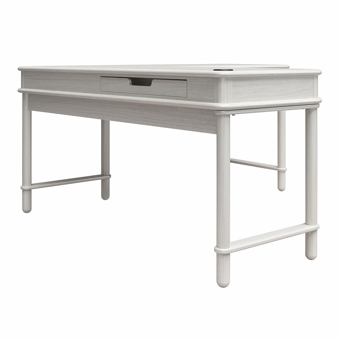 Selena Lift-Top L Desk - Rustic White