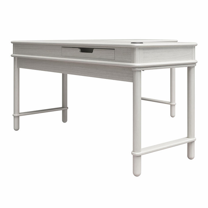 Selena Lift-Top L Desk - Rustic White
