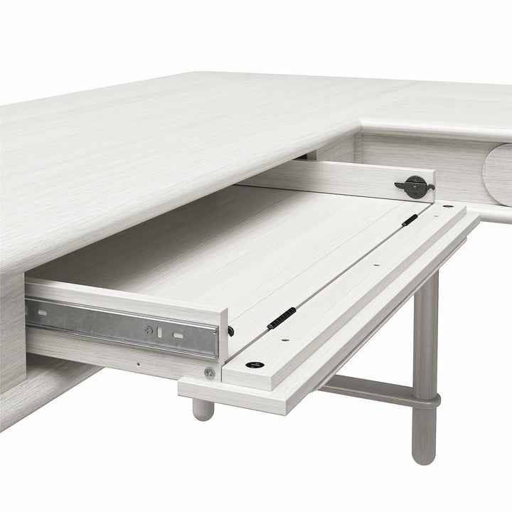 Selena Lift-Top L Desk - Rustic White