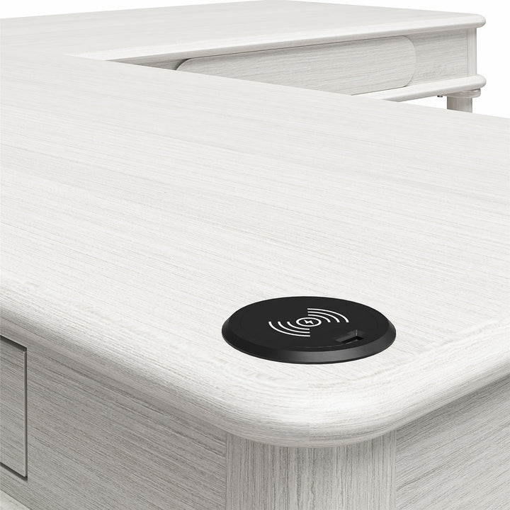 Selena Lift-Top L Desk - Rustic White