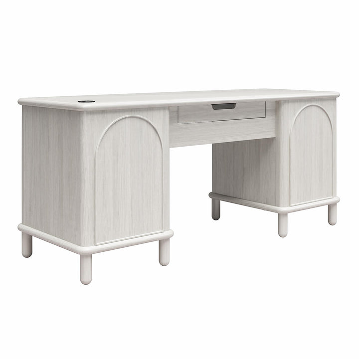 Selena Double Pedestal Desk - Rustic White