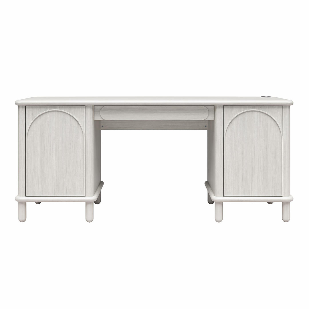Selena Double Pedestal Desk - Rustic White