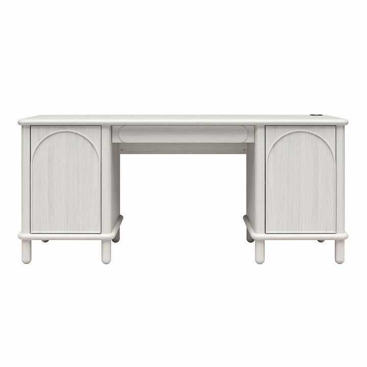 Selena Double Pedestal Desk - Rustic White