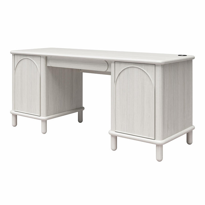 Selena Double Pedestal Desk - Rustic White