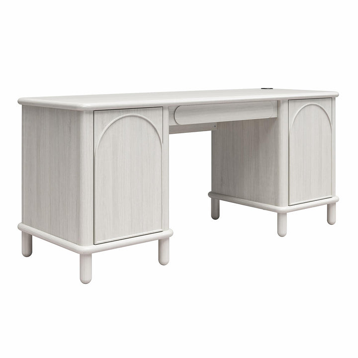 Selena Double Pedestal Desk - Rustic White