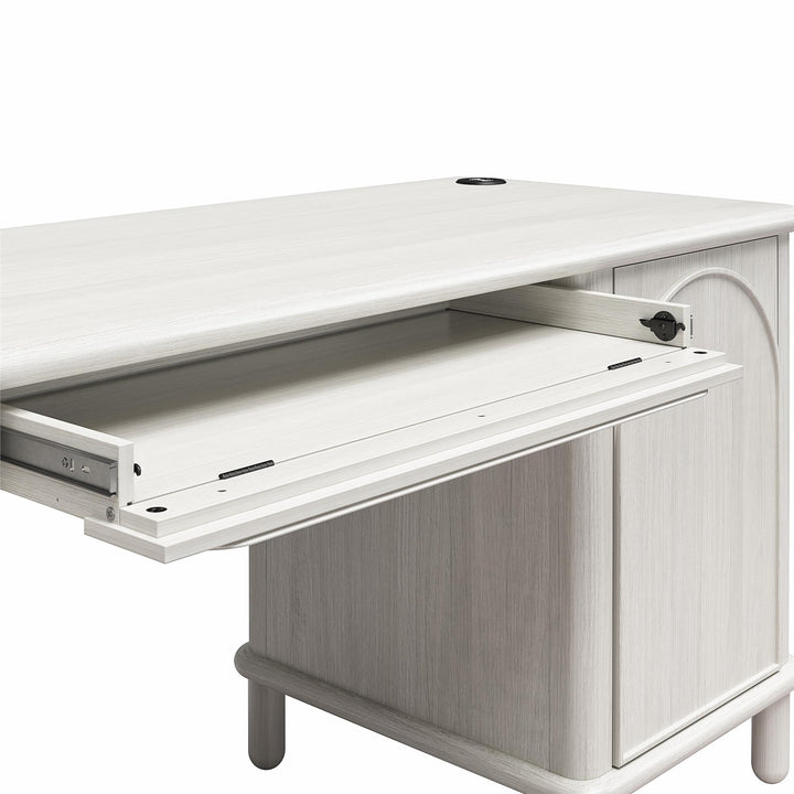 Selena Double Pedestal Desk - Rustic White