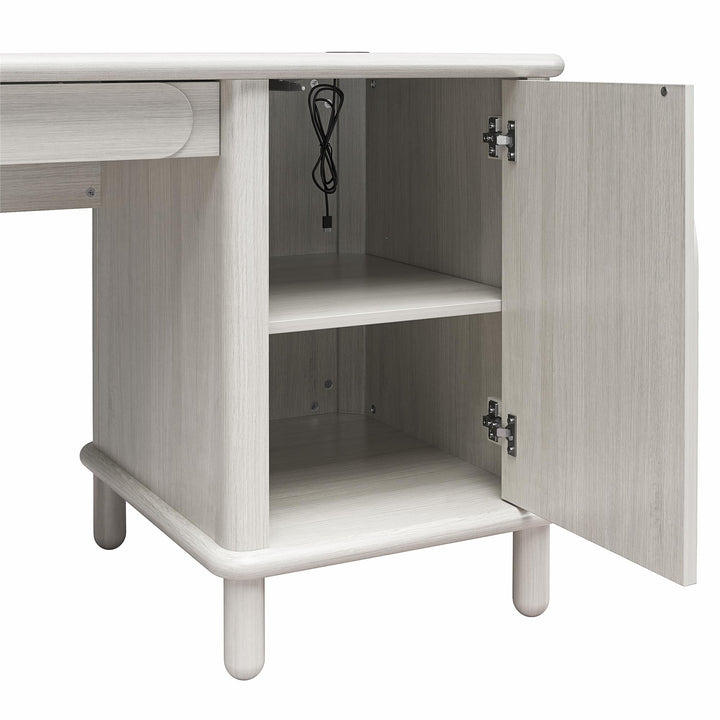 Selena Double Pedestal Desk - Rustic White