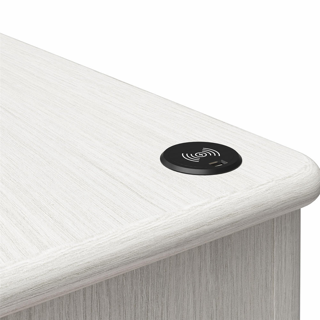 Selena Double Pedestal Desk - Rustic White