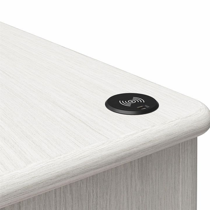 Selena Double Pedestal Desk - Rustic White