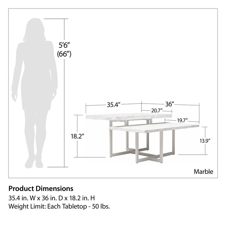 Brielle Living Room Coffee Table -  White marble