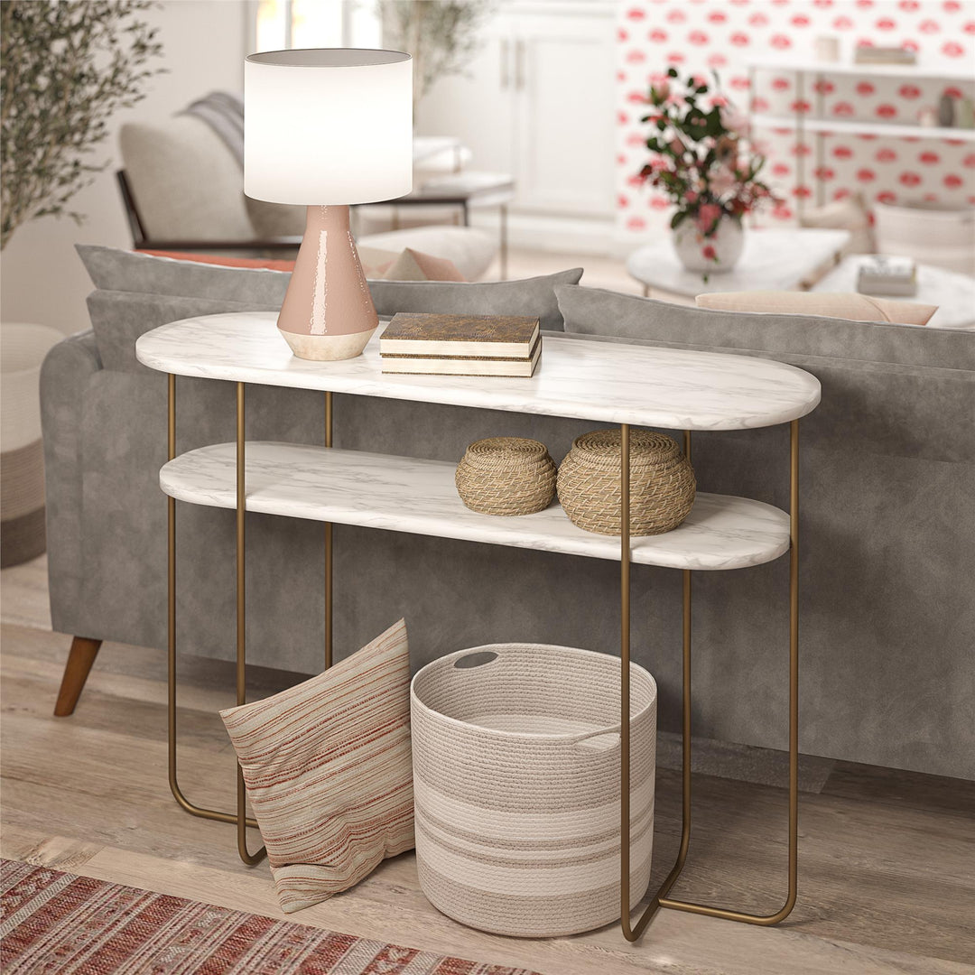 Stylish Athena Console Table -  White marble