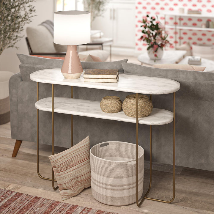 Stylish Athena Console Table -  White marble