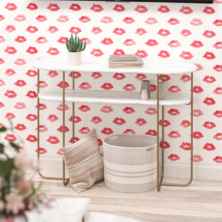 Elegant Athena Console Table -  White marble