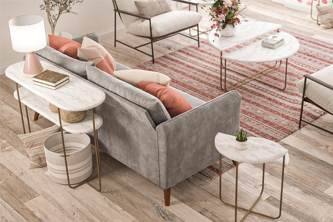 Athena Console Table with Storage -  White marble