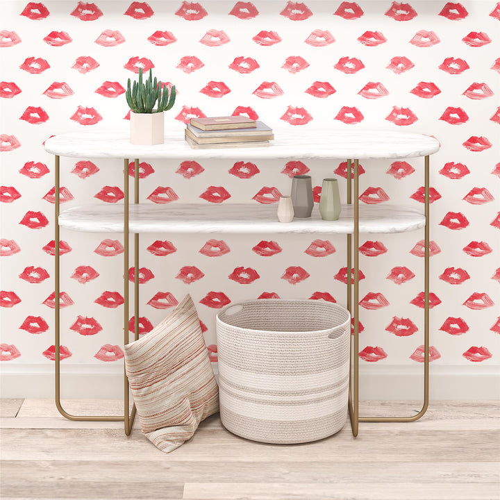 Contemporary Athena Console Table -  White marble