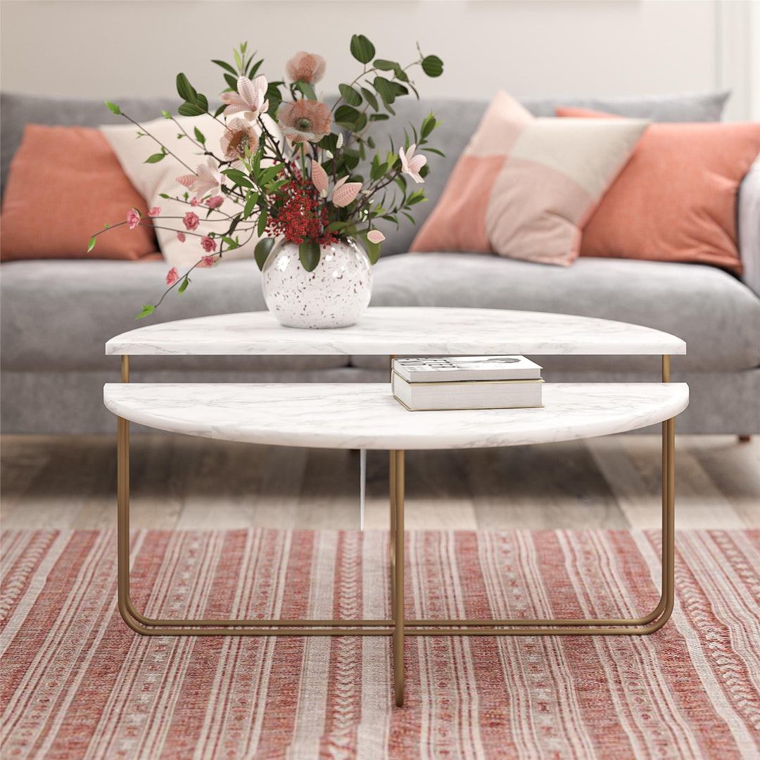 Contemporary Athena Coffee Table -  White marble