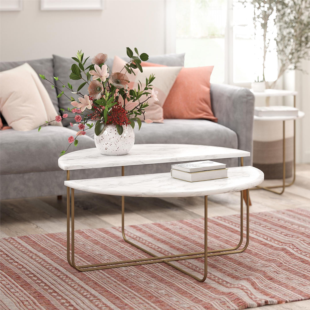 Stylish Athena Coffee Table -  White marble