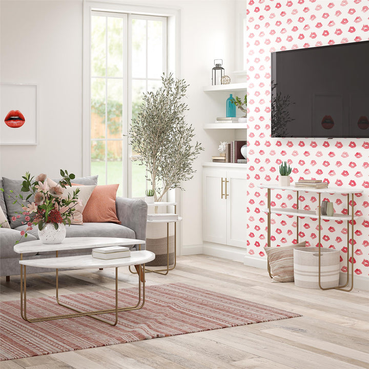 Elegant Athena Coffee Table -  White marble
