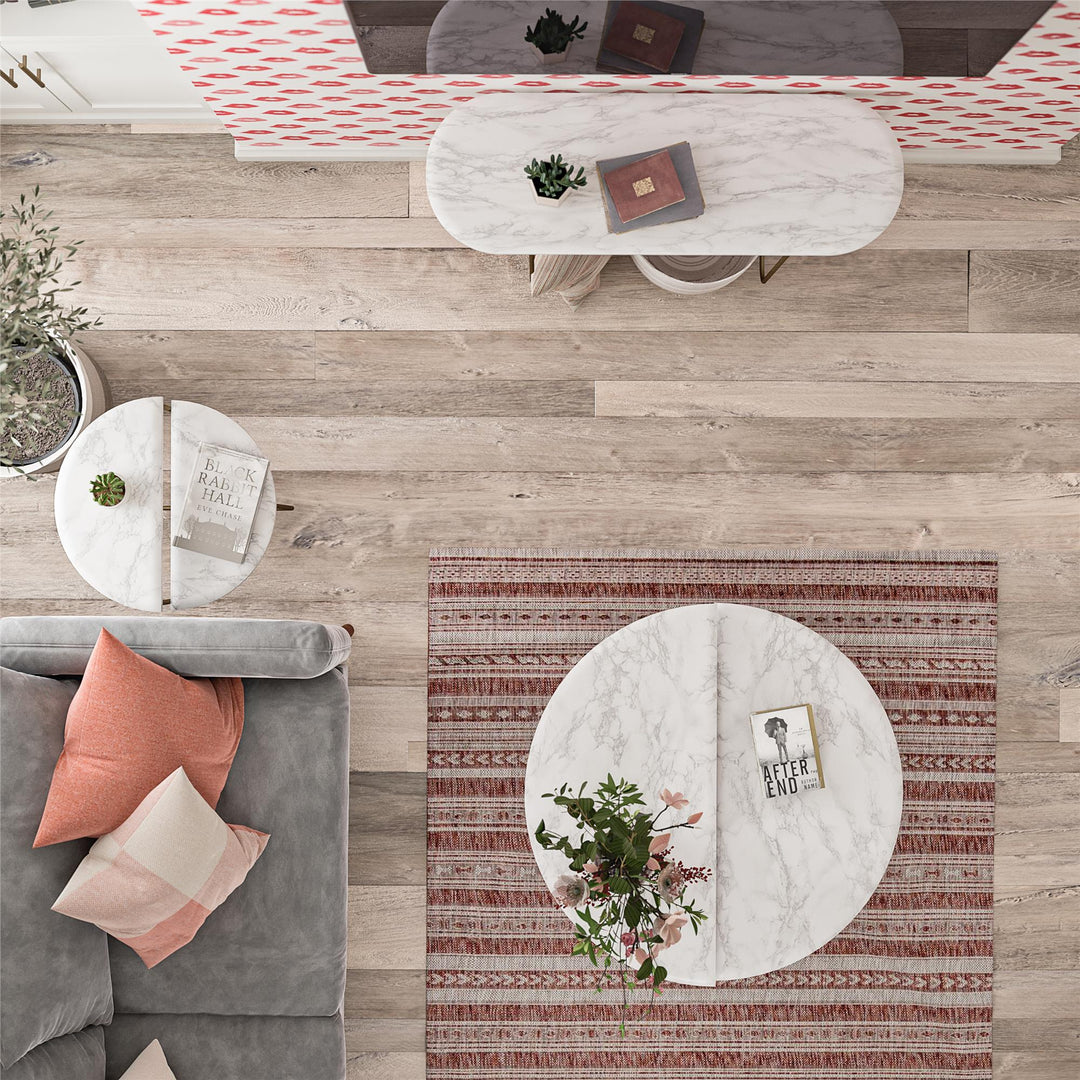 Athena Coffee Table with Storage -  White marble
