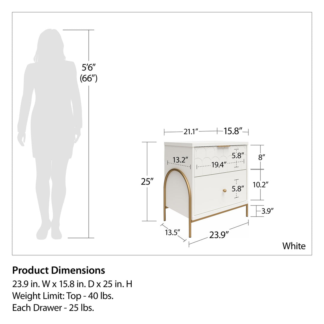 Anastasia Bedroom Nightstand -  White