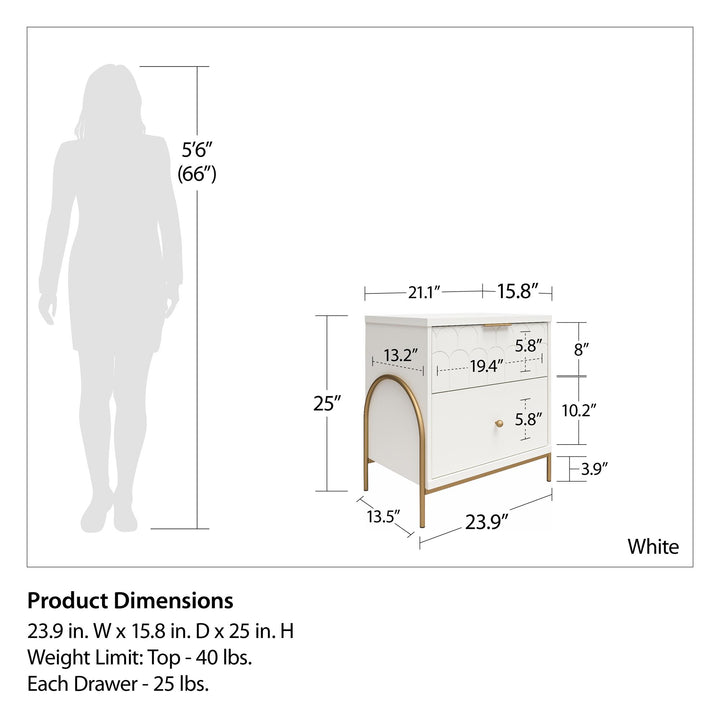 Anastasia Bedroom Nightstand -  White