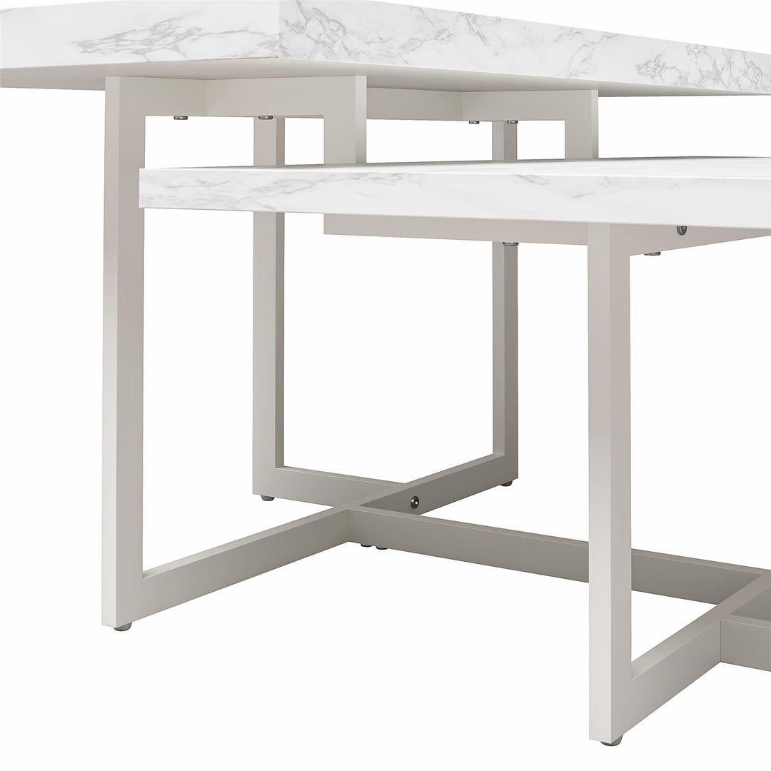 Brielle Solid Wood Coffee Table -  White marble