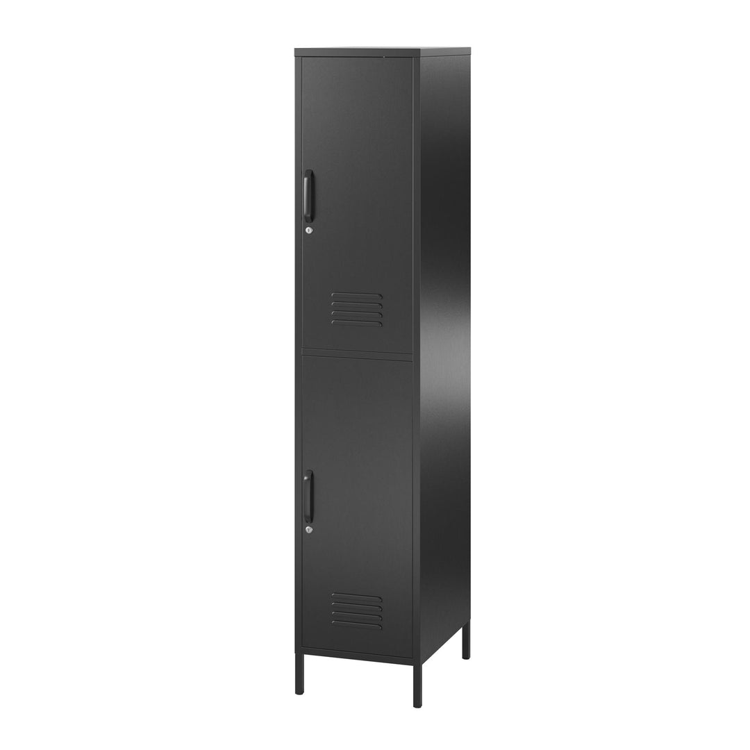 2 door tall metal storage cabinet - Black