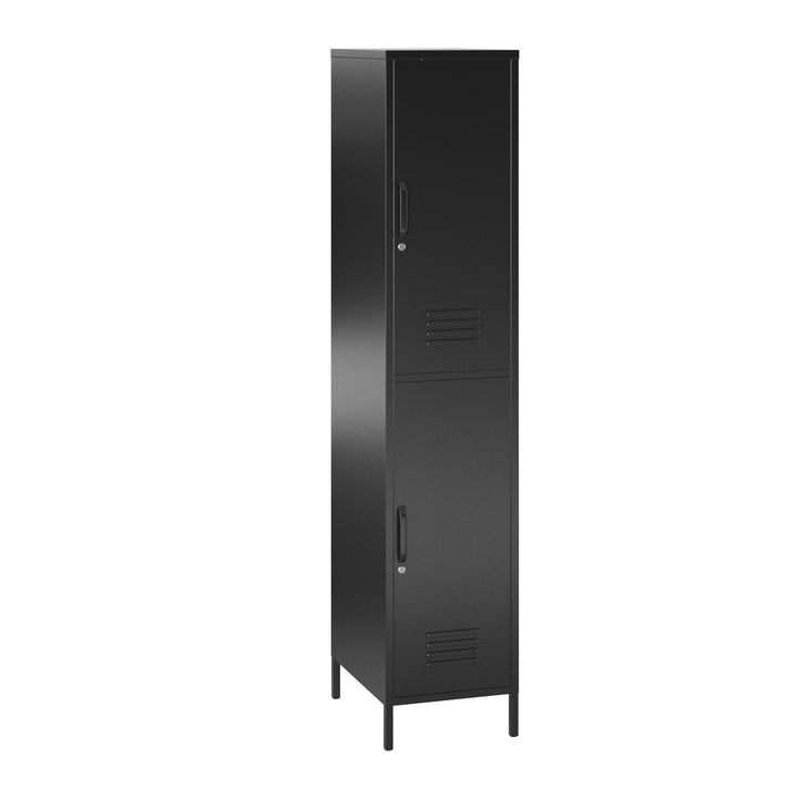 tall metal locker cabinet 2 doors - Black