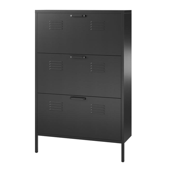 3 door locker style shoe cabinet - Black