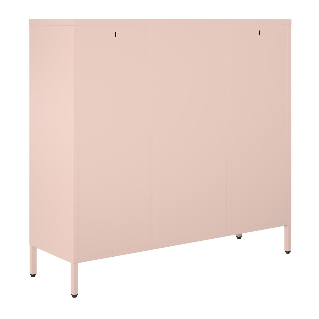 Shadwick 2 Door Metal Locker Console Table w/ Storage - Pale Pink
