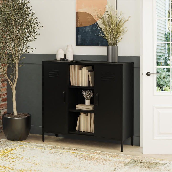 console table with open shelves - Black