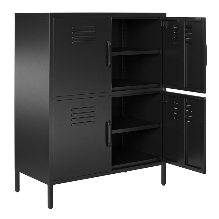 wide 4 door metal cabinet - Black