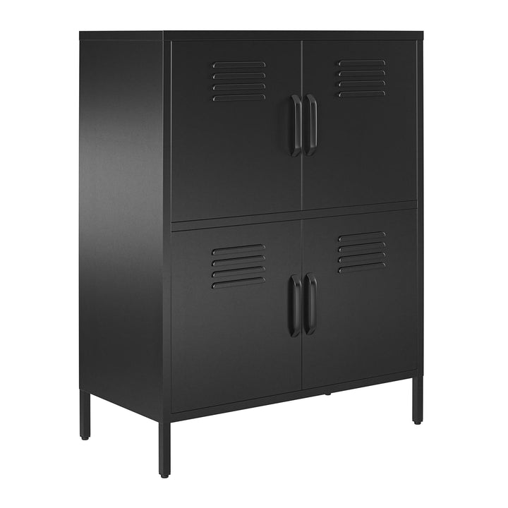 multi-functional accent cabinet with 4 doors - Black