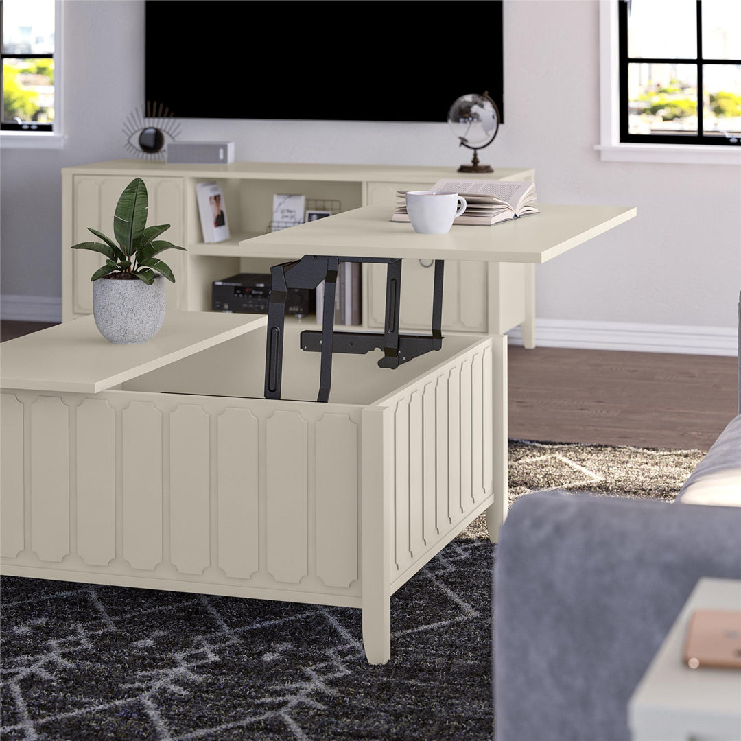 Her Majesty Lift Top Coffee Table with Hidden Storage - White