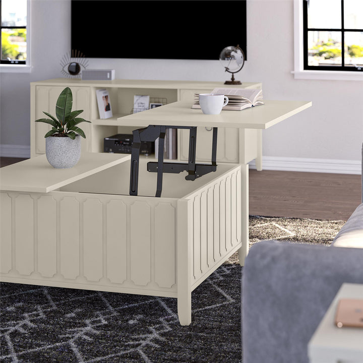 Her Majesty Lift Top Coffee Table with Hidden Storage - White