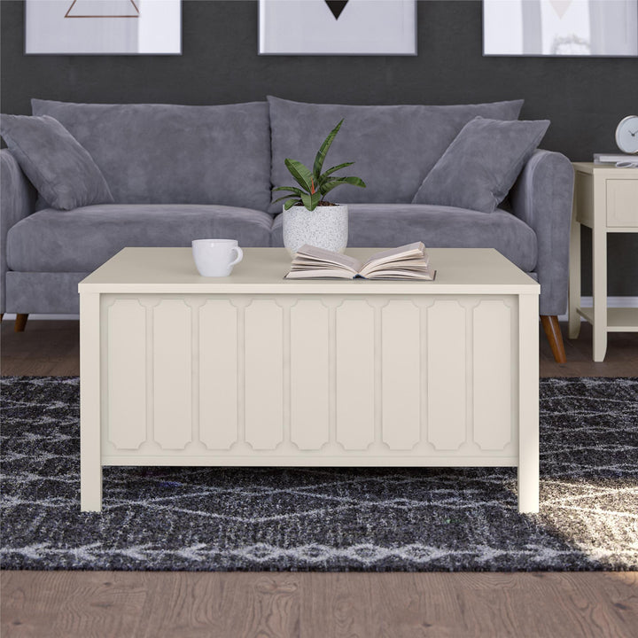 Her Majesty Lift Top Coffee Table with Hidden Storage - White
