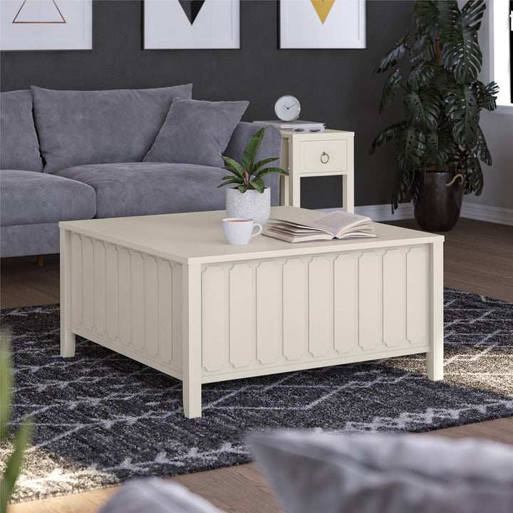 Her Majesty Lift Top Coffee Table with Hidden Storage - White