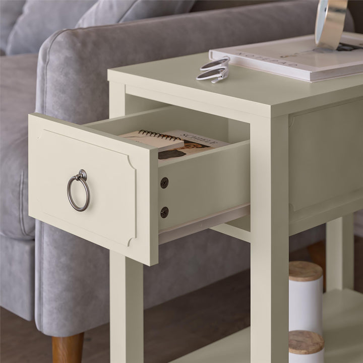 Narrow End Table for Living Room -  White