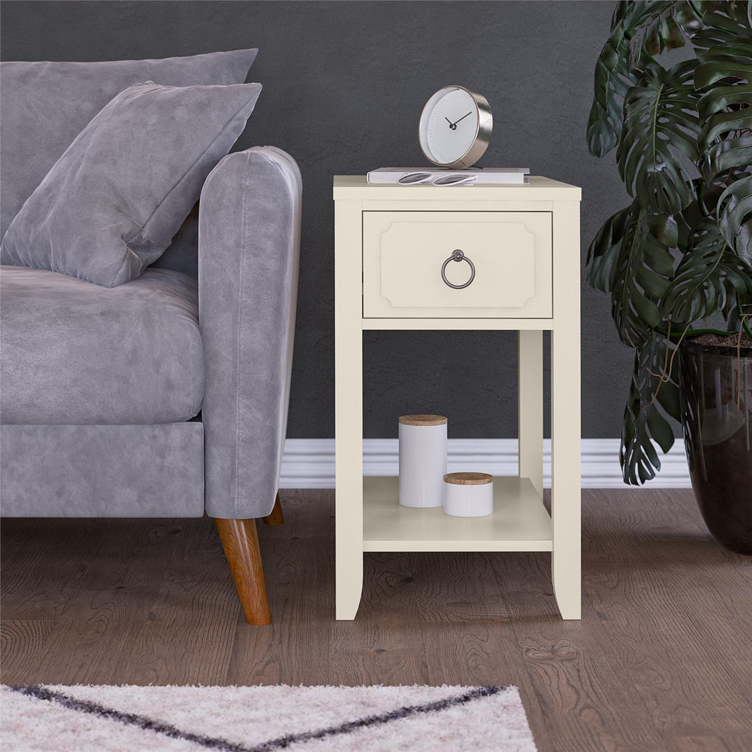 Small Side Table with Drawer -  White
