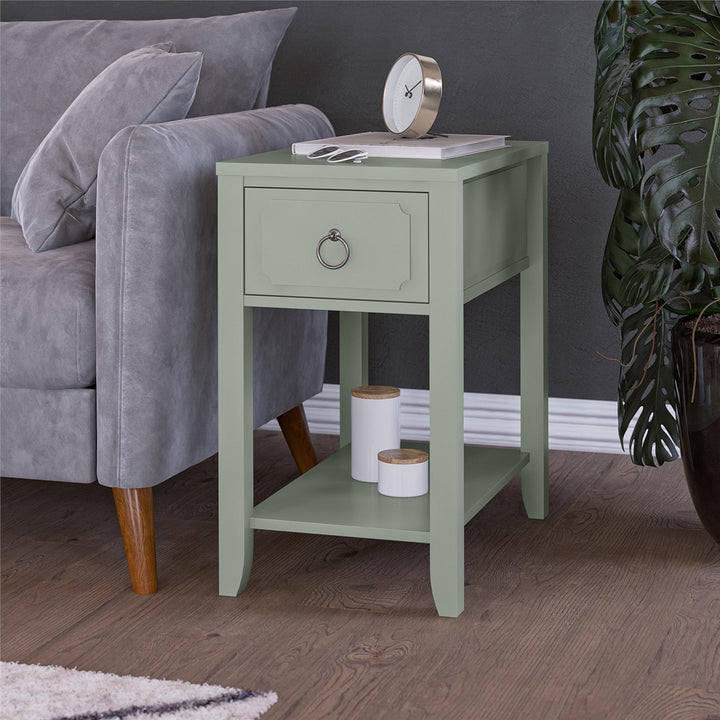 Narrow Hallway Table with Drawer -  Pale Green