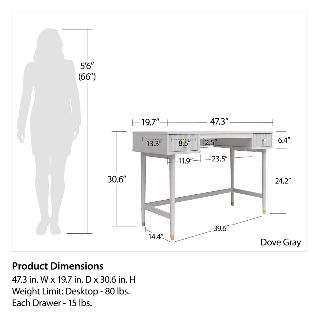 Modern Design Elizabeth Desk -  Dove Gray