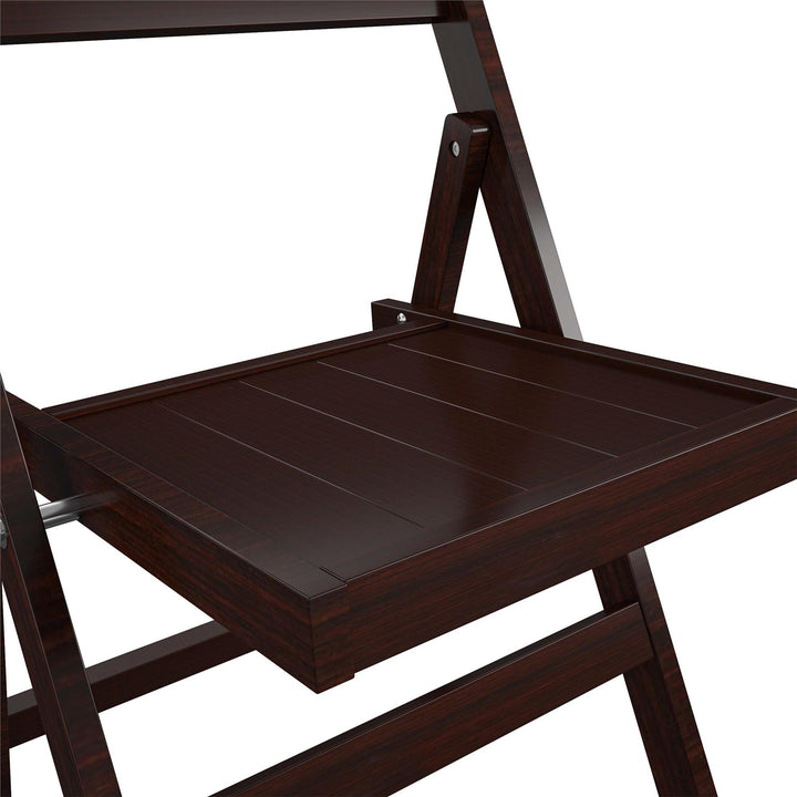 folding wood slat chairs - Dark Mahogany - 2-Pack