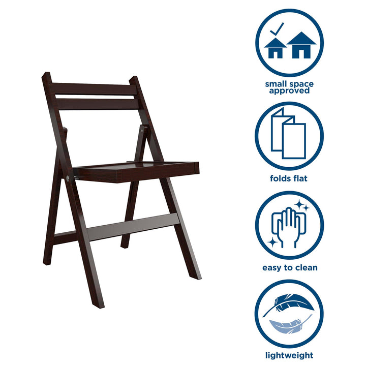 wood slat chair - Dark Mahogany - 2-Pack