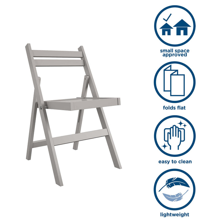 wood slat chair - Gray - 2-Pack