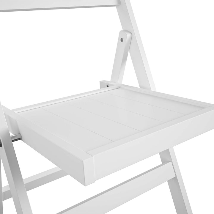 folding wood slat chairs - White - 2-Pack