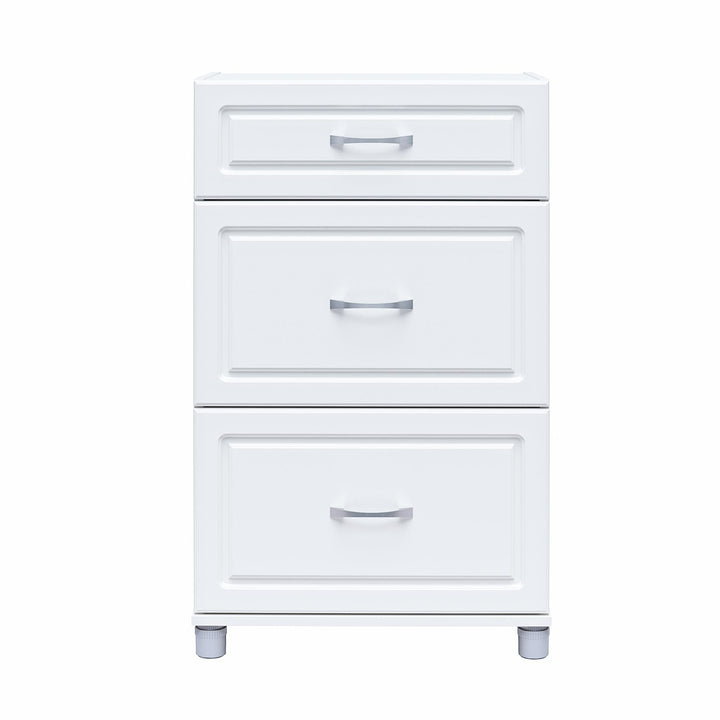 Durable and stylish 3 drawer base cabinet -  White