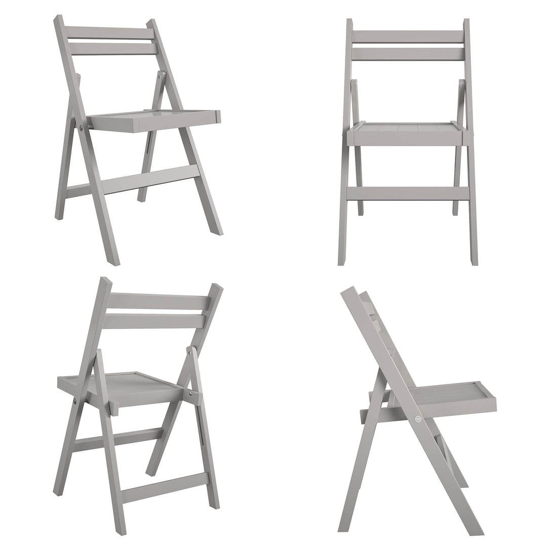folding wood slat chairs - Gray - 2-Pack