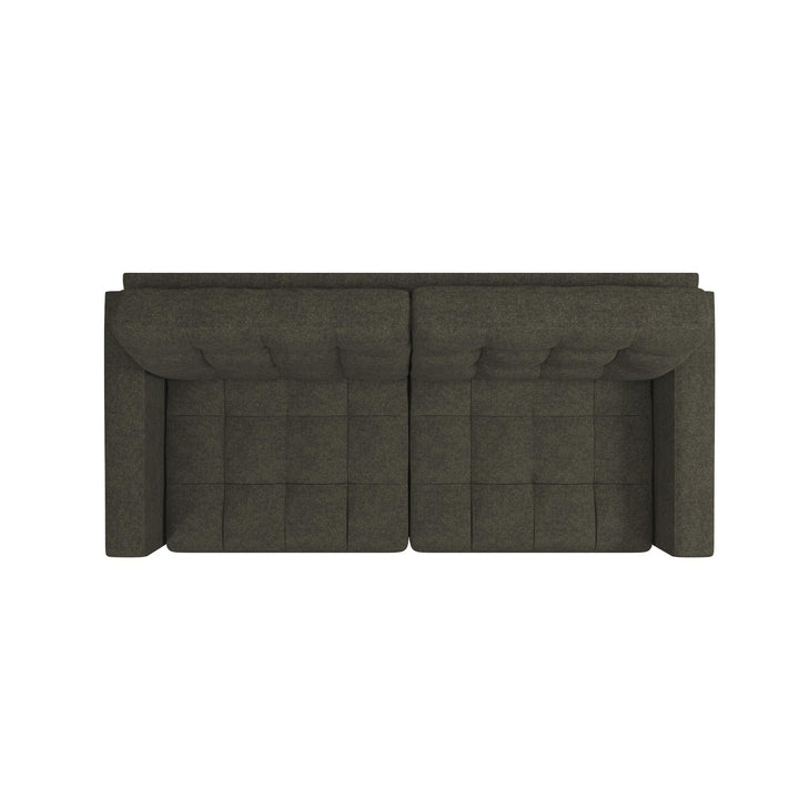 Emily Upholstered Sofa Couch with Deep Tufted Cushions - Gray
