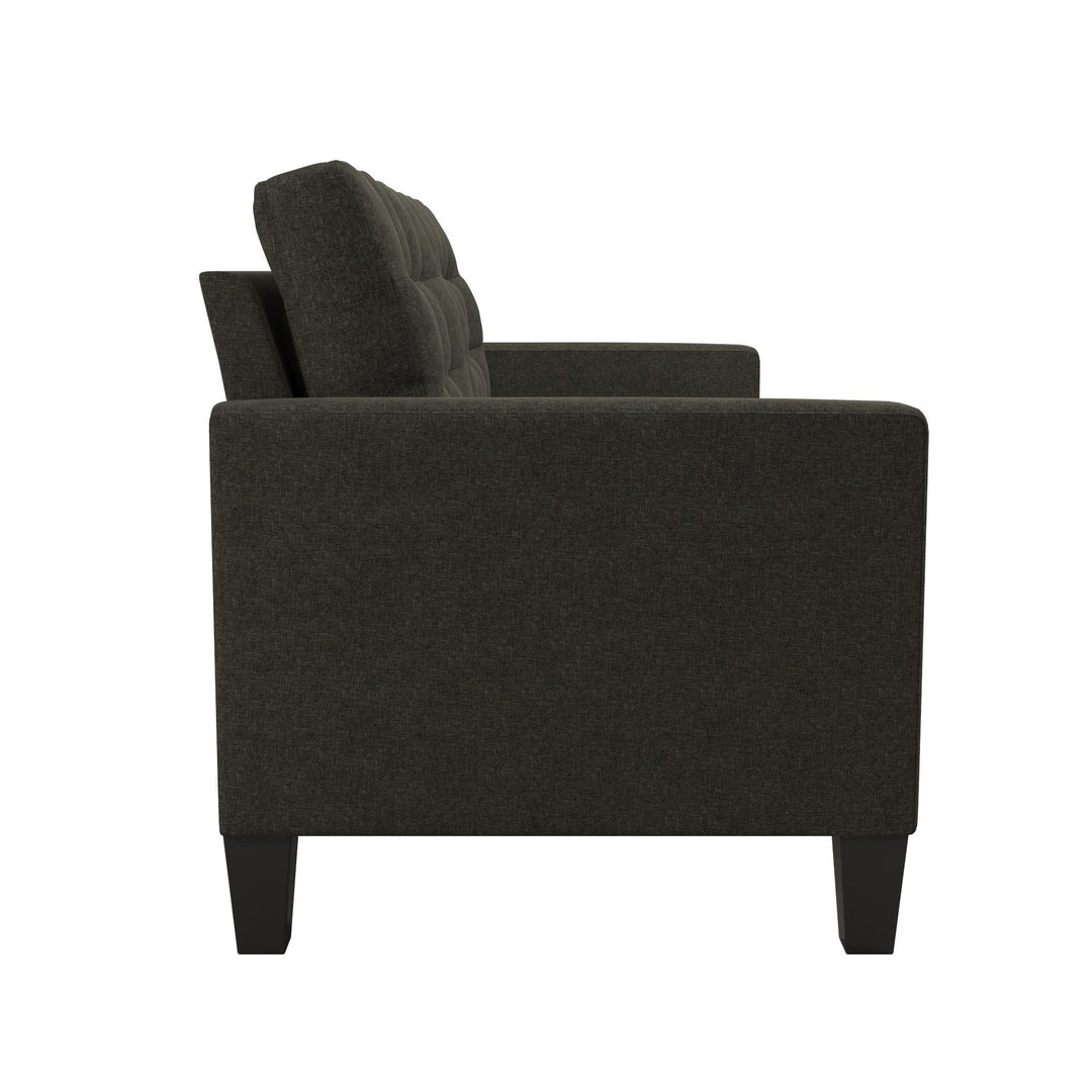 Emily Upholstered Sofa Couch with Deep Tufted Cushions - Gray