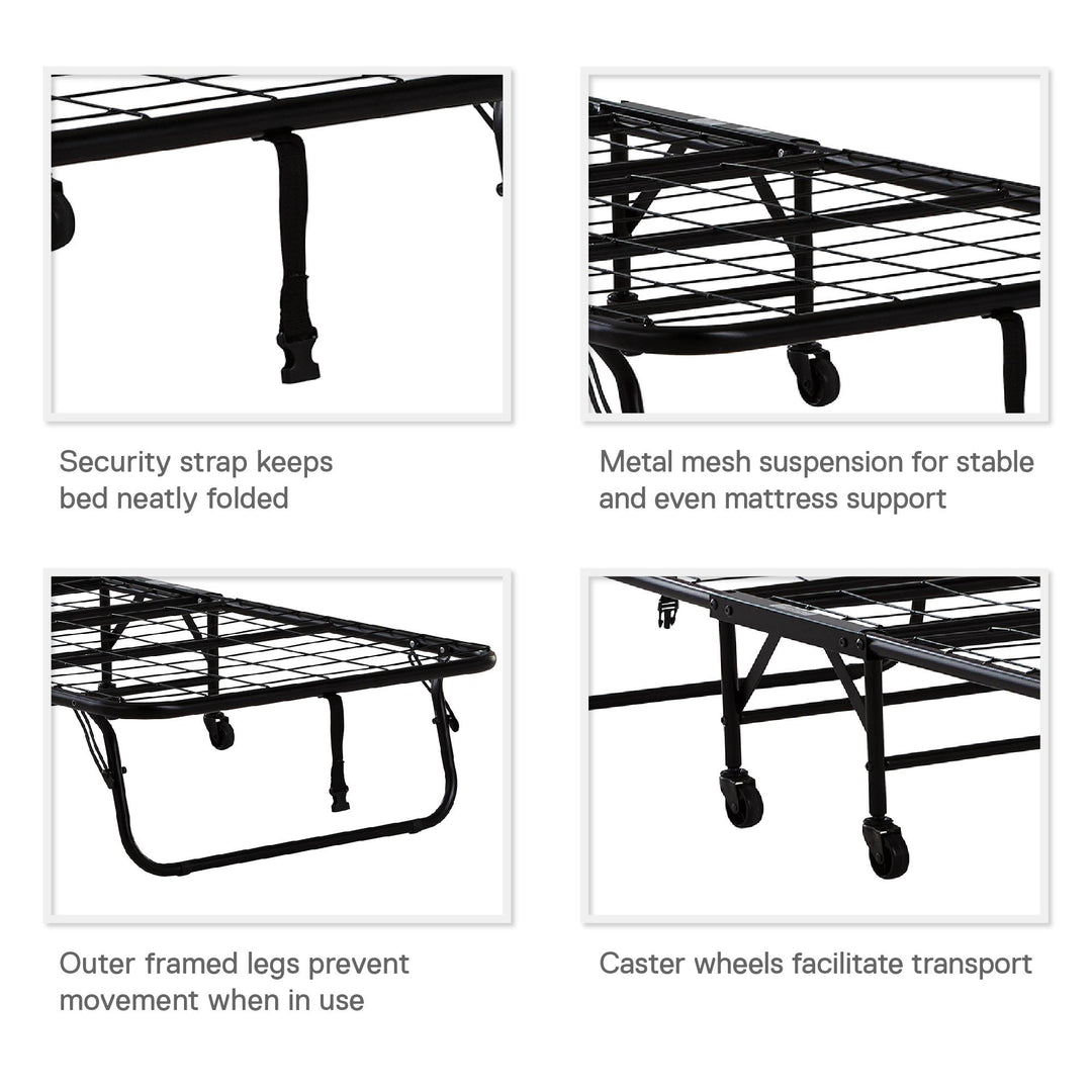 Folding Cot Guest Bed with 5 Inch Mattress - Black - Twin